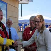 Fleetwood RNLI coxswain Daryl Randles with Fleetwood Town Council chairman, Coun Cheryl Raynor (centre) and Fleetwood MP Cat Smith, during Fleetwood Lifeboat Day