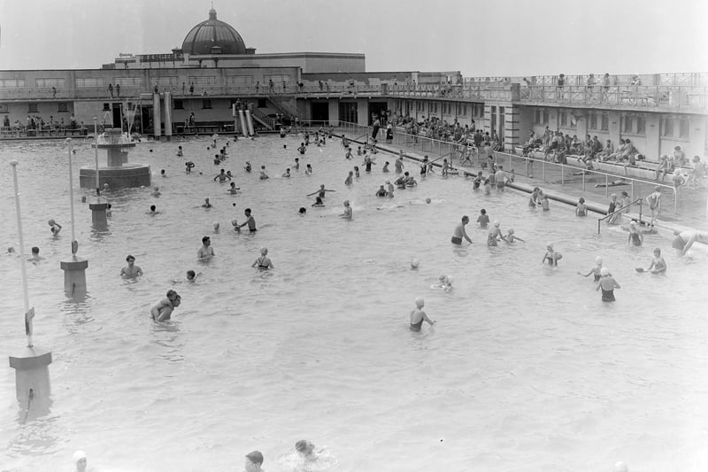 Fleetwood open air swimming baths in 1957. Although unheated the pool was popular with local people and visitors