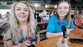 Tia and Kate enjoy lunch at the new Abingdon Street Market in Blackpool.