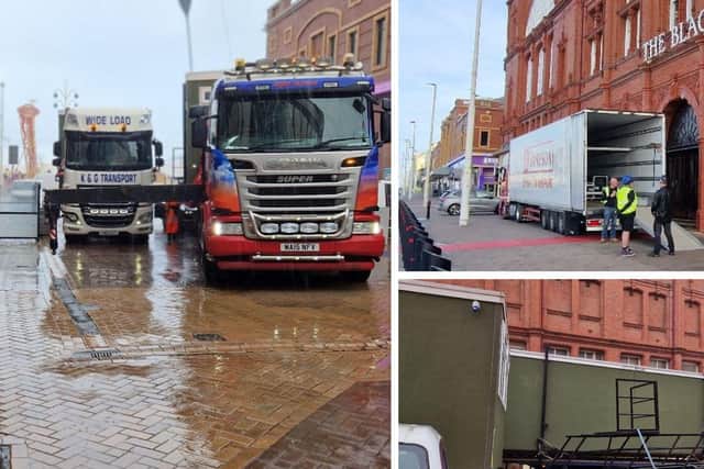 Strictly Come Dancing is at Blackpool Tower this weekend, and production trucks have started to arrive