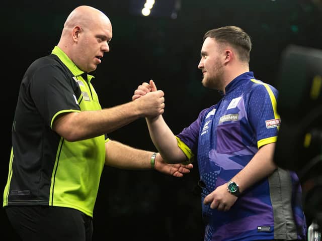 Michael van Gerwen and Luke Littler meet in the first round of the Betfred World Matchplay at the Winter Gardens, Blackpool Picture: PDC
