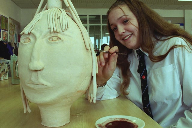 Young Seasiders competition -16 year old Claire Godwin at work on a ceramic head in 1997