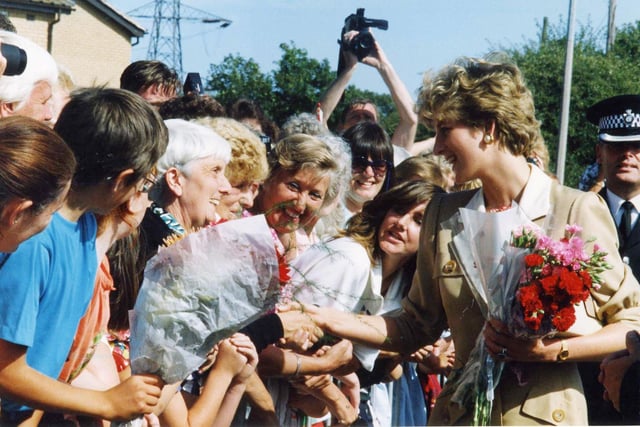 Princess Diana among the crowds outside Trinity Hospice in 1992