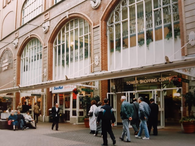 The Tower Shopping Centre on Bank Hey Street in September 1993
