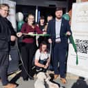 Fleetwood MP Cat Smith cuts the ribbon as Counselling in the Community opens new amenity in Fleetwood. Pictured left is founder/CEO  Stuart Hutton-Brown, with trustee Chris Webb on the right