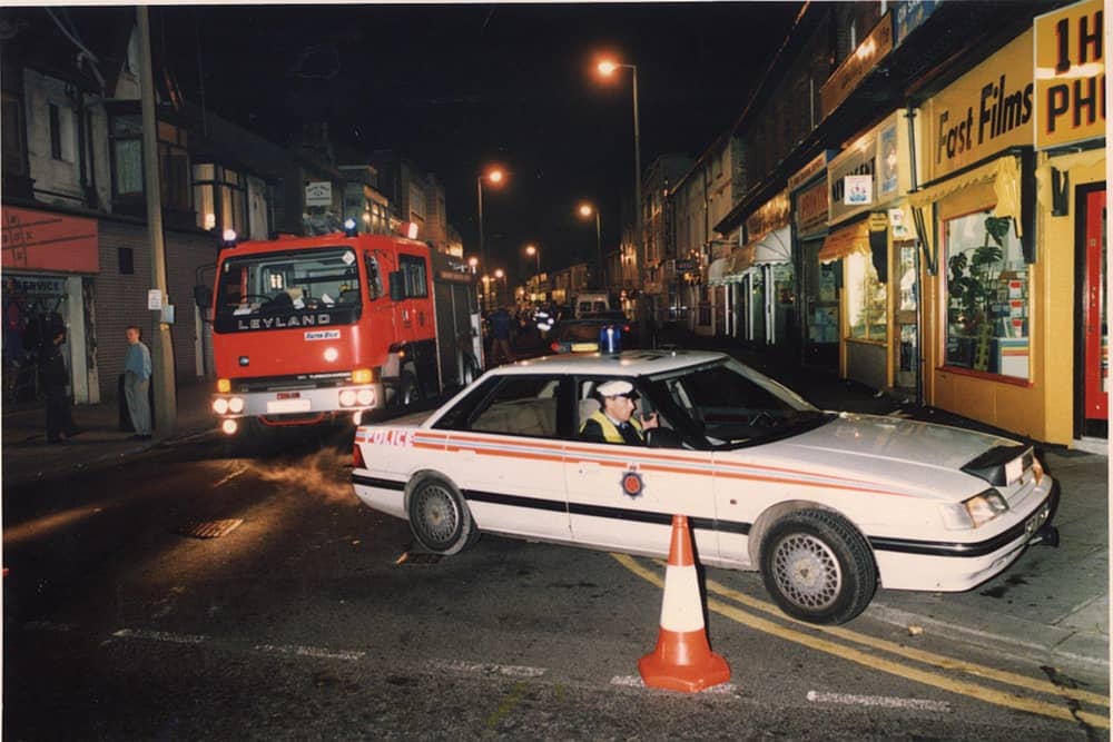 The town centre was brought to a standstill when the IRA planted firebombs in 1991