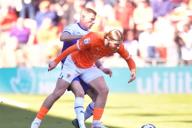 The incident happened during Blackpool's 1-0 win against Wigan on Saturday