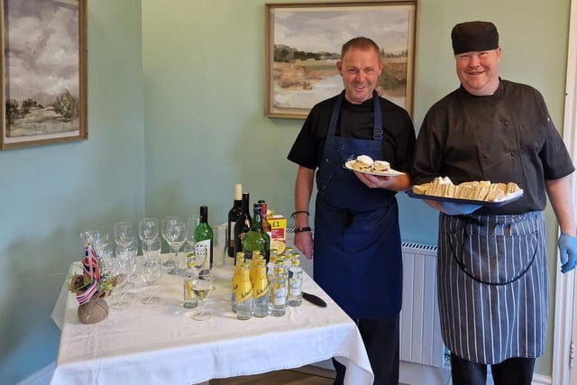 The Manse Care Home in Kirkham welcomed friends and family to celebrate the Queens Platinum Jubilee  and were treated to a royal afternoon tea served by chefs Gary and Rob.