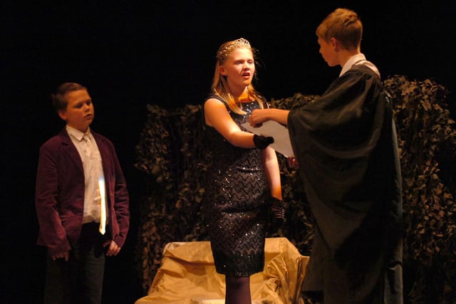 A scene from Hamlet, as performed by Walton-le-Dale High School at the Shakespeare for Schools Festival at Preston's Charter Theatre