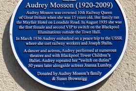 The blue plaque dedicated to Audrey Mosson
