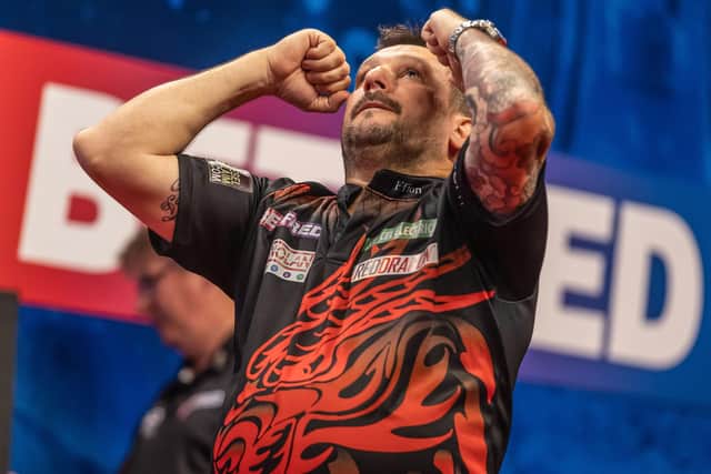 Jonny Clayton reached the last four of the Betfred World Matchplay following victory over Ryan Searle in Blackpool Picture: Taylor Lanning/PDC