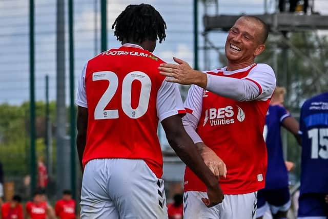 Promise Omochere started ahead of Joe Garner (right) at Port Vale  Picture: ADAM GEE PHOTOGRAPHY