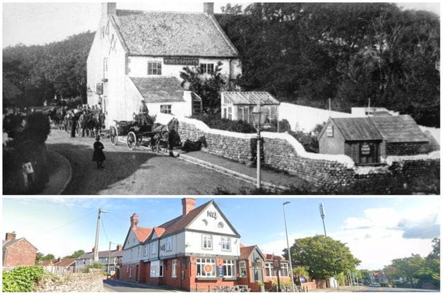 The No4 on Newton Drive. The original Inn on this site was known as 'The Eagle's Nest', it was replaced by the Number Four and Freemason'. It is thought it got it's name as it was the fourth inn from the sea up Church Street. This photograph was probably taken in the 1870s when the area was still considered as countryside