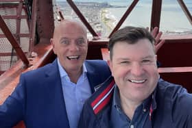 Left, David Duffy from digital transmitter firm Viamux which will be installing the digital equipment for Fun Coast Radio, with Alistair Clarke MBE, director at the new broadcasting community interest company