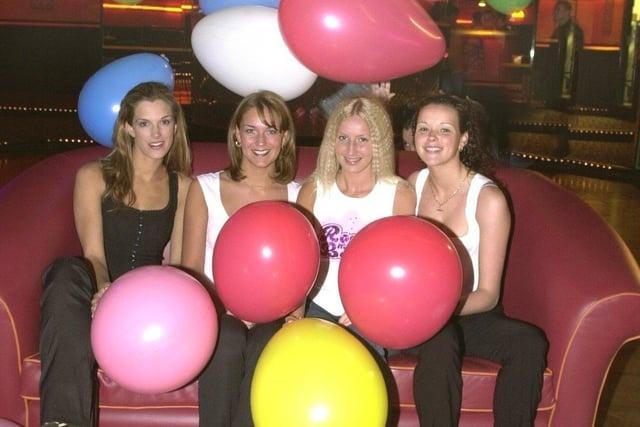 Party time at BJ's Nightclub on Central Pier, 2000. Pictured enjoying the atmosphere at the re-vamped club are L-R: Kate Lindsay, Natalie James, Zoe Randall and Sally Hempel