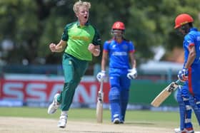 KIMBERLEY, SOUTH AFRICA - JANUARY 17: Tiaan van Vuuren of South Africa during the 2020 ICC U19 World Cup match between South Africa and Afghanistan at Diamond Oval on January 17, 2020 in Kimberley, South Africa. (Photo by Louis Botha/Gallo Images)