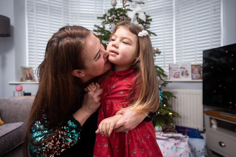 Christmas at home with 4-year-old Mabel Gregson and mum and dad Chris and Cheryl.