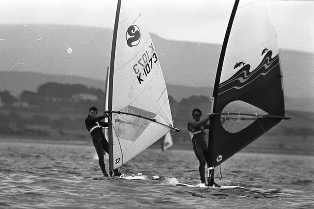 Almost 150 sailboats took to the water in Morecambe for the annual cross-bay windsurfing race to Grange-over-Sands