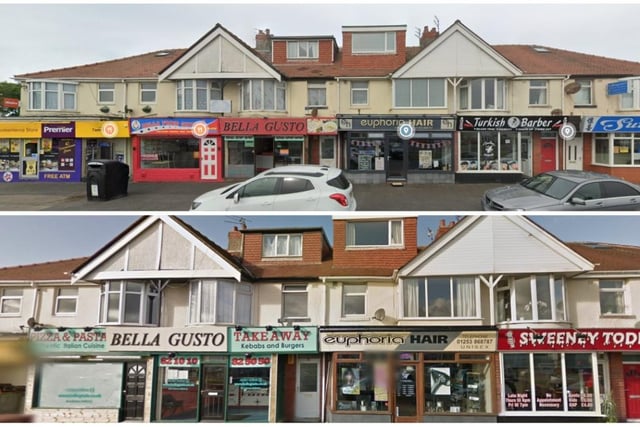 This is the row of shops on Fleetwood Road at the top of Warren Drive. Norbreck area. The barbers has changed hands but the rest is the same except for modern signage