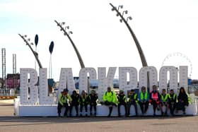 Bay Leadership Academy pupils and support staff reach Blackpool after their marathon cycle ride. Photo: Lancashire Youth Challenge