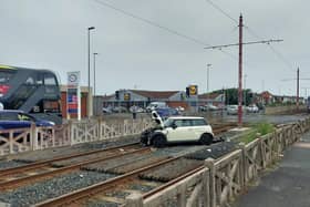 The two-car crash happened outside Lidl in Anchorsholme Lane at around 5.25pm on Monday, August 2. Pic credit: Paul Robathan