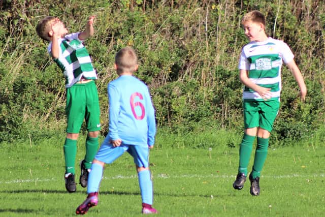 Airborne action from Lytham Maroons v Foxhall under-9s  Thanks to the Blackpool and District Youth League for these pictures