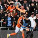 The Blackpool fans go ballistic as Jerry Yates scored the first of his two goals