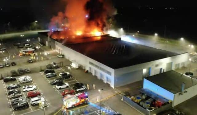 The huge blaze at the car dealership in Preston