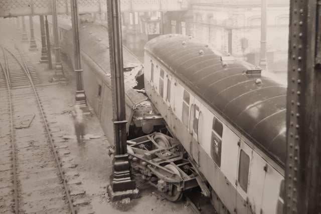 This is an undated picture of a train crash at Preston station. There is no information with it - can anyone shed any light on what happened?