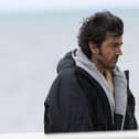 Andor star Diego Luna takes a break during filming