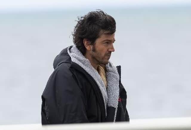 Andor star Diego Luna takes a break during filming