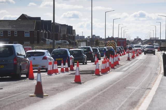 Traffic on Clifton Drive North and Squires Gate Lane due to roadworks