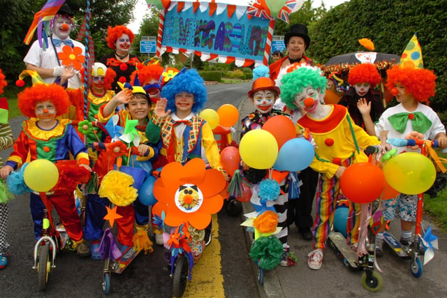 The 1st Clifton Beavers dressed as clowns for Newton and Clifton Carnival