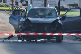The scene of the crash in Chatsworth Avenue, Fleetwood after the injured driver was taken to hospital on Wednesday morning (September 13)