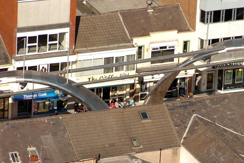 Birley Street arches can be seen in this photo - some of the shops are long gone