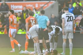 Jordan Rhodes was sent off against Portsmouth (Photographer Dave Howarth / CameraSport)