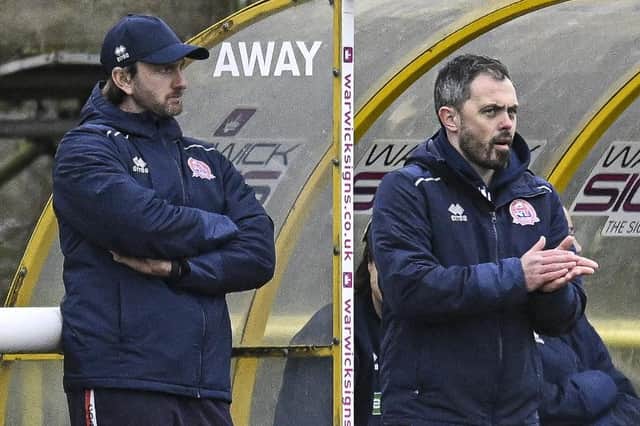 AFC Fylde head coach Craig Mahon (right)