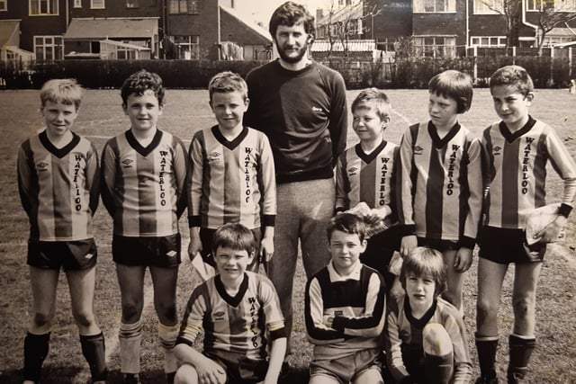 Waterloo Primary School football team in 1983. Pictured are James Nickson, James Bell, Lee Threlfall, Mr Leftley, Russell Dibble, Matthew Robinson, Michael Ritches, Jason Sykes, Wayne Critchley and Anthony Waterworth