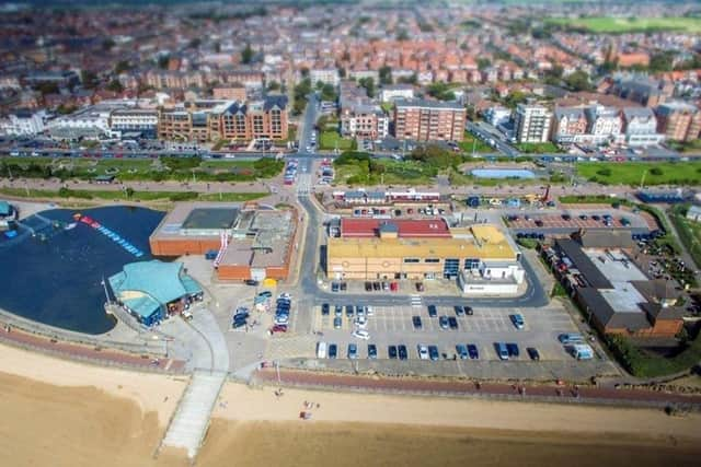 The Island site and seawall in St Annes.