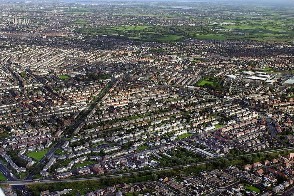 Urban district - Yeadon Way showing Marton Drive leading to Spen Corner, in the distance Stanley Park