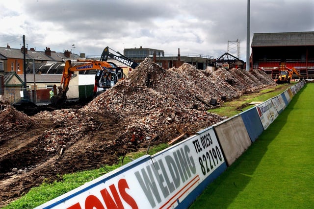Demolition progress on the East Stand in 2003