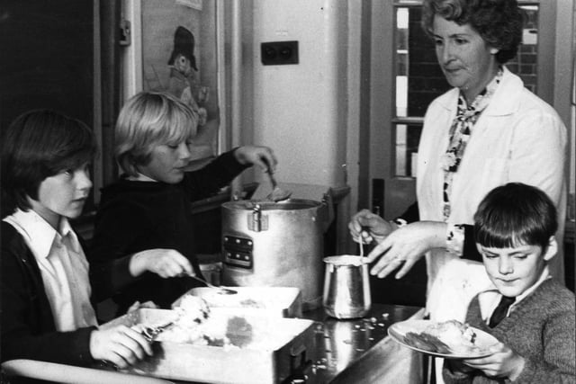 School dinners prepared at Marton Central Kitchen were served up at many Blackpool schools including Hawes Side, pictured here in 1979