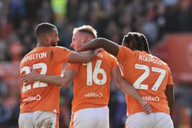 Blackpool are sweating on the fitness of Jordan Rhodes. He sustained an injury against Wigan Athletic. (Image: Camera Sport)
