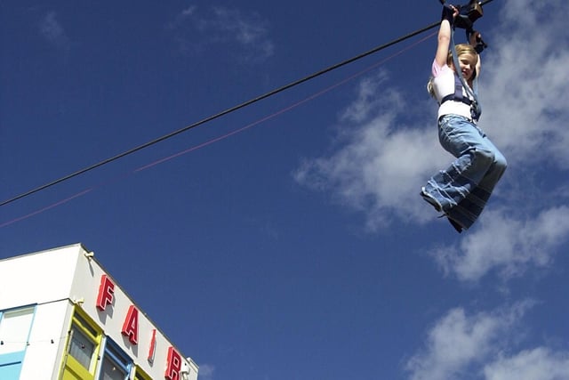 A girl has a shot on the rope slide at Central Pier - do you remember it?