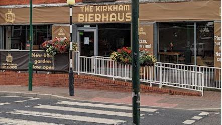 Kirkham Bierhaus, 36 Poulton Street, PR4 2AH.  Based in the former Santander bank this pub, which opened in 2022, is already a favourite with locals. It has a bright interior and there is always a good conversational vibe in the air. A range of regularly changing beers, mostly from local brewers, is offered along with a range of German draught and bottled beers and UK craft cans.
