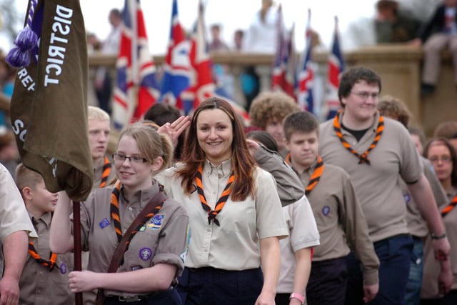 A salute for St George's Day as twenty scout groups from across Blackpool attended a parade in Stanley Park, 2008
