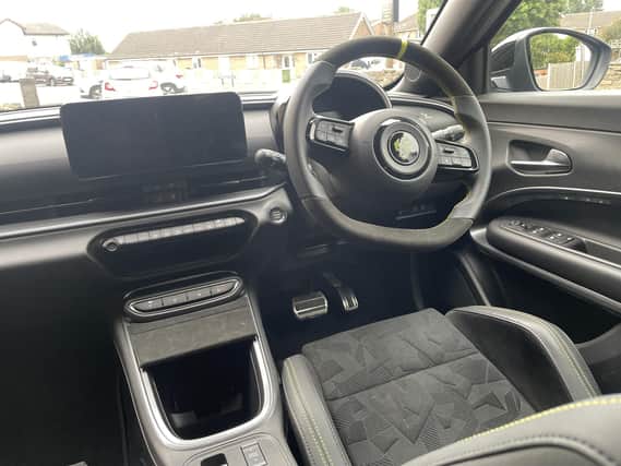 Smart interior of Abarth 600e.