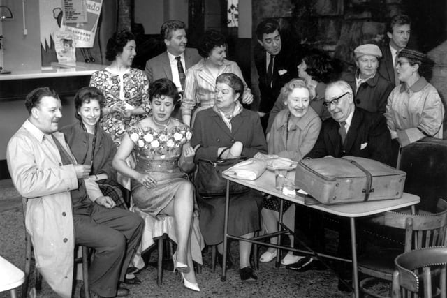 What a cracking picture from 1961. How many characters can you name? Back row, from left: Dorothy Greenhalgh (Joan Francis), Len Fairclough (Peter Adamson), Concepta Riley (Doreen Keogh), Harry Hewitt (Ivan Beavis), Lucille Hewitt (Jennifer Moss), Minnie Caldwell (Margot Bryant), Billy Walker (Kenneth Farrington) and Martha Longhurst (Lynne Carol).
Front, from left: Arthur Dewhurst (Robin Wentworth), Doreen Lostock (Angela Crow), Elsie Tanner (Pat Phoenix), Ena Sharples (Violet Carson), Annie Walker (Doris Speed) and Jack Walker (Arthur Leslie)