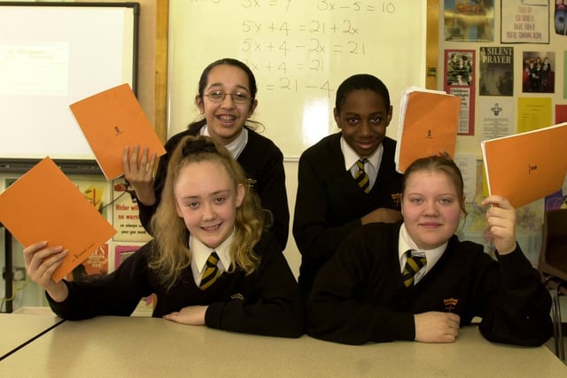 Christ the King School Shabana Patael, 12, Danny Larocque 12. Front left Gillian Hindle, Leaanne Holker both 12