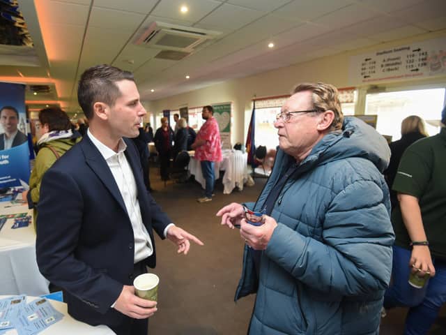 MP Scott Benton at the Older Person's Fair he organised at Bloomfield Road
